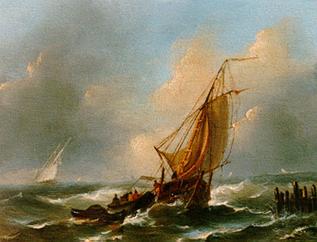 Emmerik G. van | Coastal scene, oil on panel 13.1 x 16.7 cm, signed l.l. with initials