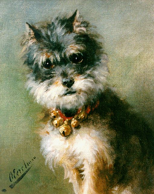 Eerelman O.  | A dog, oil on canvas laid down on painter's board 35.5 x 29.0 cm, signed l.l.