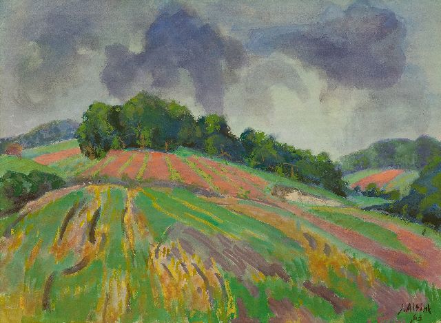 Jan Altink | Hilly farm landscape, watercolour and gouache on paper, 56.0 x 75.8 cm, signed l.r. and dated '63