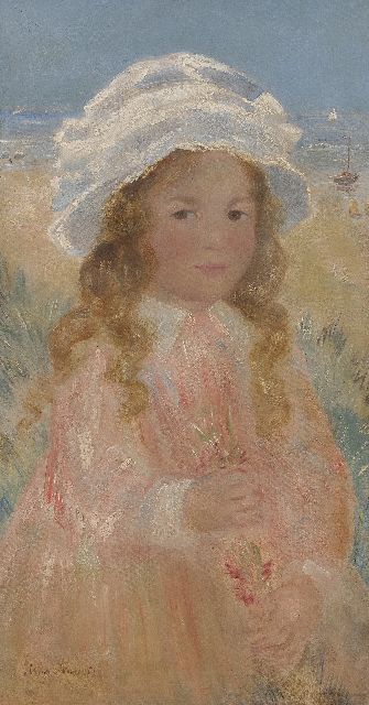 Maris S.W.  | A girl in the dunes, oil on canvas 73.3 x 39.3 cm, signed l.l.