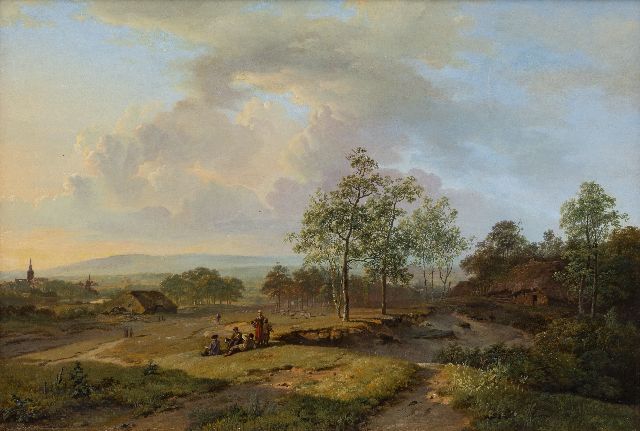 Barend Cornelis Koekkoek | Extensive landscape near Beek with a sketching artist in the foreground, oil on canvas, 50.0 x 73.0 cm, signed l.l. and painted  1826-1828