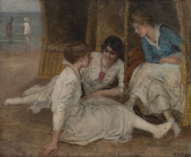 Browne R.I.  | Confidentialities on the beach, oil on canvas 52.3 x 64.2 cm, signed l.r.