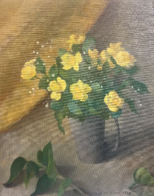 Sarika Góth | Vase with yellow roses, oil on canvas, 50.0 x 40.0 cm, signed l.r. and dated 1987