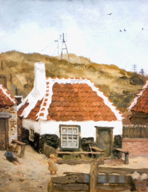 Willem Bastiaan Tholen | Houses behind the dunes, oil on panel, 31.8 x 24.2 cm, signed l.r.