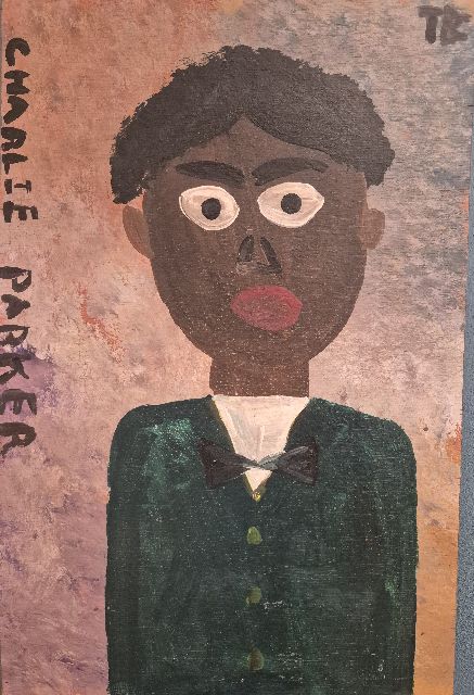 Tim Brown | Charlie Parker, oil on panel, 46.0 x 30.5 cm, signed u.r. and sold
