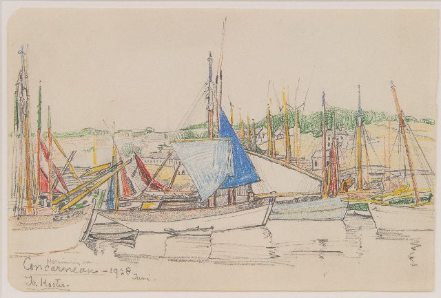 Koster J.P.C.A.  | Memory of Concarneau, pencil and coloured chalk on paper 17.0 x 25.5 cm, signed l.l. and dated juni 1928
