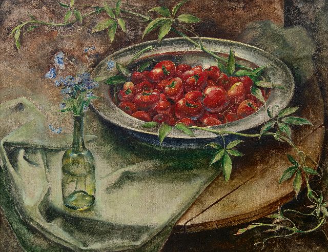 Dirk Kruizinga | A still life with strawberries, oil on canvas, 35.2 x 45.3 cm, signed l.r.