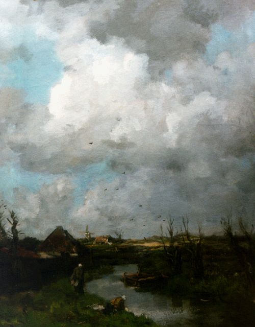 Jacob Maris | Washerwomen at work, oil on canvas, 99.2 x 80.4 cm, signed l.l.