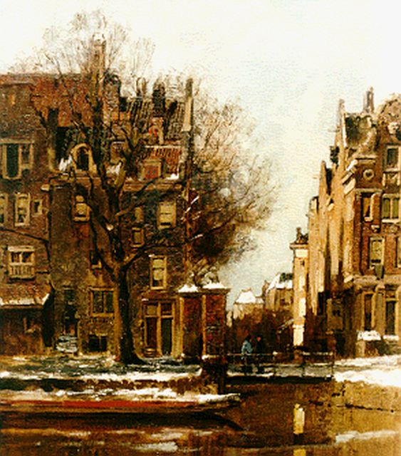 Karel Klinkenberg | A canal in winter, Amsterdam, oil on canvas, 47.0 x 39.0 cm, signed l.r.