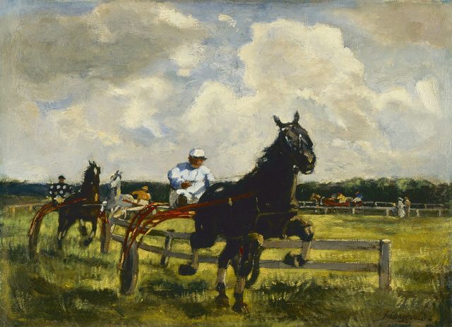 Langeveld F.A.  | Harness racing, oil on canvas 36.9 x 51.2 cm, signed l.r.