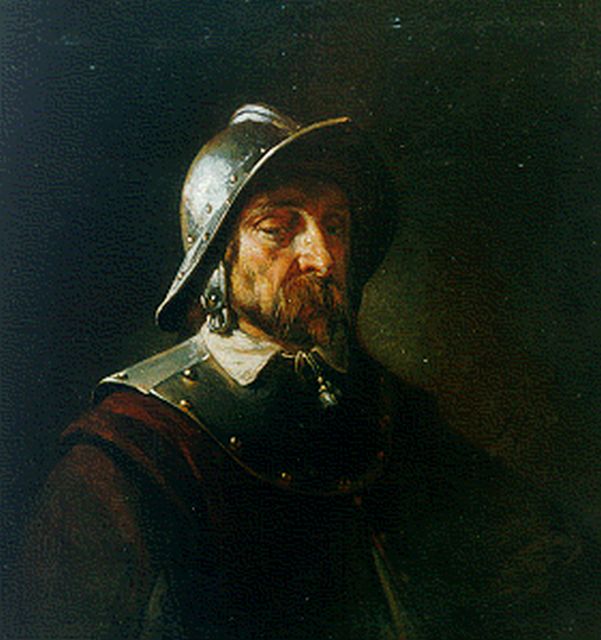 Joannes Christoffel Vaarberg | A portrait of a soldier, oil on panel, 18.3 x 17.3 cm, signed l.r.