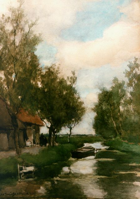Jan Hendrik Weissenbruch | A polder landscape, watercolour on paper, 38.8 x 28.1 cm, signed l.l.