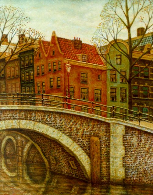 Meijer S.  | A canal, Amsterdam, oil on canvas 39.0 x 31.7 cm, signed l.r.