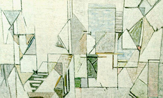 Velde G. van | Composition, oil on canvas 38.2 x 61.0 cm, signed l.r. with initials and painted between 1947-1950