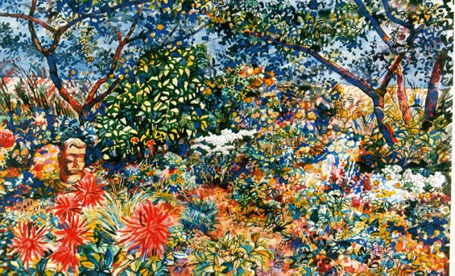 Herman Bieling | A garden, Rhoon, watercolour on paper, 41.4 x 59.0 cm, signed u.l. and dated '55