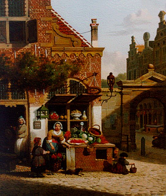 Jan Hendrik Verheijen | Townscape, oil on panel, 20.6 x 17.8 cm, signed on the doorpost