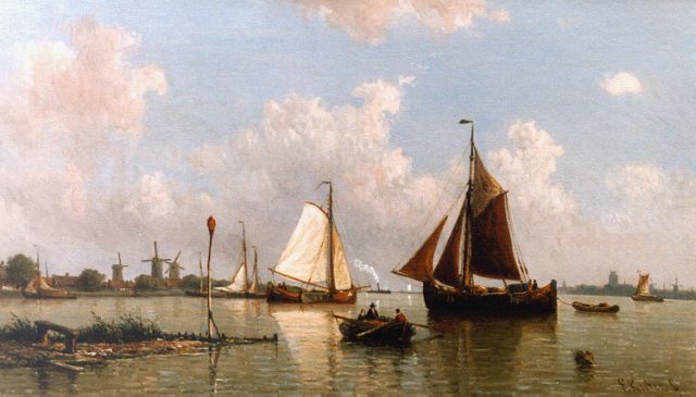 Koster E.  | A harbour view, oil on canvas 48.7 x 83.7 cm, signed l.r.
