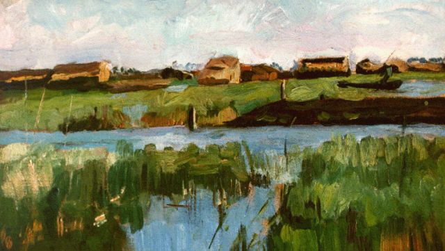 Wijngaerdt P.T. van | A polder landscape, oil on canvas 30.5 x 51.5 cm, signed l.l.