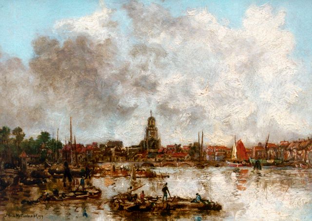 Johan Hendrik van Mastenbroek | Harbour view, Rotterdam, oil on canvas, 22.8 x 31.5 cm, signed l.l.