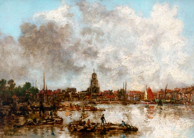 Mastenbroek J.H. van | Harbour view, Rotterdam, oil on canvas 22.8 x 31.5 cm, signed l.l.