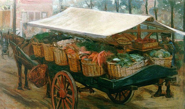 Geraldo Brender à Brandis | Selling vegetables, oil on canvas, 80.4 x 135.5 cm, signed l.r.