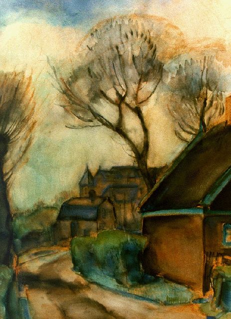 Colnot A.J.G.  | A village, watercolour on paper 91.8 x 67.1 cm, signed l.r.