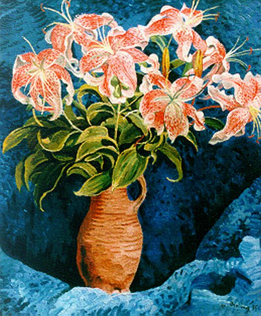 Herman Bieling | Tiger-lilies in a vase, oil on canvas, 60.0 x 49.8 cm, signed l.r. and dated '35