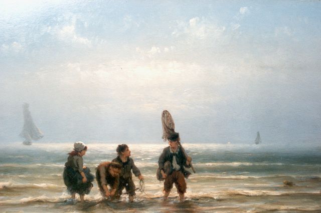 Jan H.B. Koekkoek | Children in the surf, oil on panel, 24.8 x 37.3 cm, signed l.r.