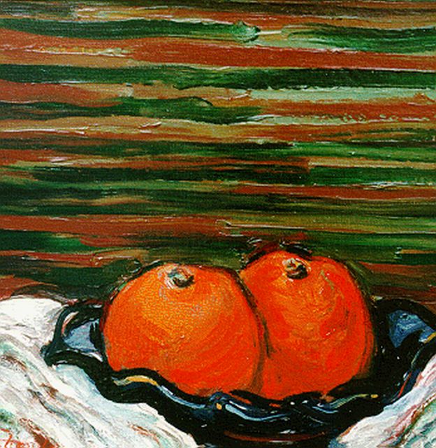 Mels J.W.A.A.M.  | Oranges, oil on canvas 25.5 x 25.5 cm, signed l.l. and on the reserve