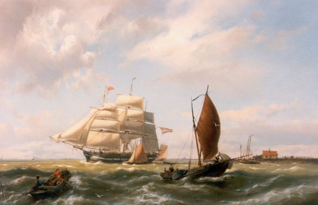 Koekkoek J.H.B.  | A three-master under full sail, oil on canvas 42.5 x 66.7 cm, signed l.r.