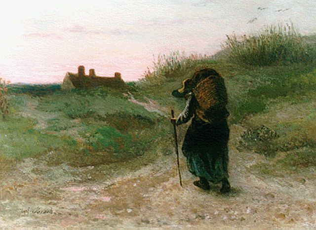 Jozef Israëls | Homeward bound, oil on panel, 27.8 x 36.4 cm, signed l.l. and painted circa 1865-1870