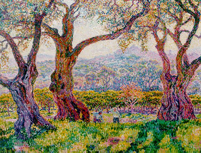 Theo van Rysselberghe | Oliviers à Cagnes, oil on canvas, 89.9 x 116.7 cm, signed l.l. with monogram and painted circa 1905