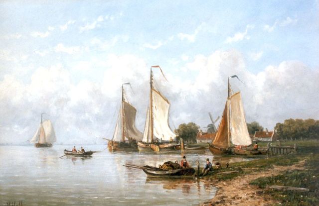 Hendrik Hulk | Shipping on the Zuiderzee, oil on canvas, 30.2 x 45.5 cm, signed l.l.