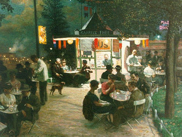 Staller G.J.  | Tearoom near the Central Station, Amsterdam (thirties), oil on canvas 77.0 x 93.0 cm, signed c.r.