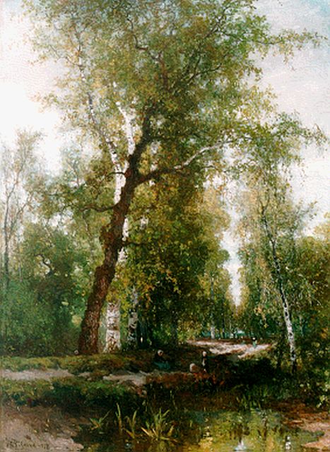 Johannes Warnardus Bilders | A view of the 'Renkumse beek', oil on canvas, 99.5 x 72.5 cm, signed l.l. and dated 1877
