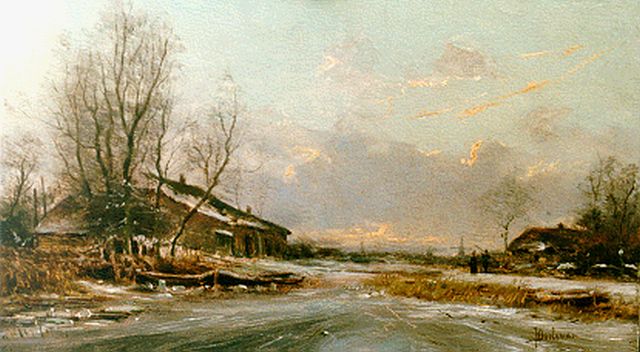 Johan Hendrik Doeleman | A winter landscape, oil on panel, 14.3 x 24.3 cm, signed l.r.
