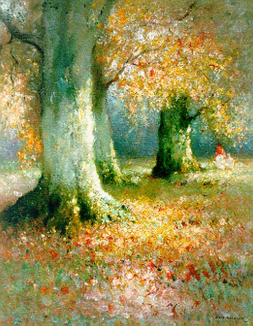 Aris Knikker | Figures in a forest landscape, oil on canvas, 49.8 x 40.2 cm, signed l.r.