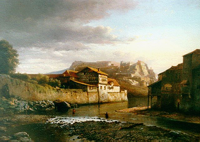 Karsen K.  | View of Passau, oil on panel 36.6 x 51.1 cm, signed l.r. and dated 1858