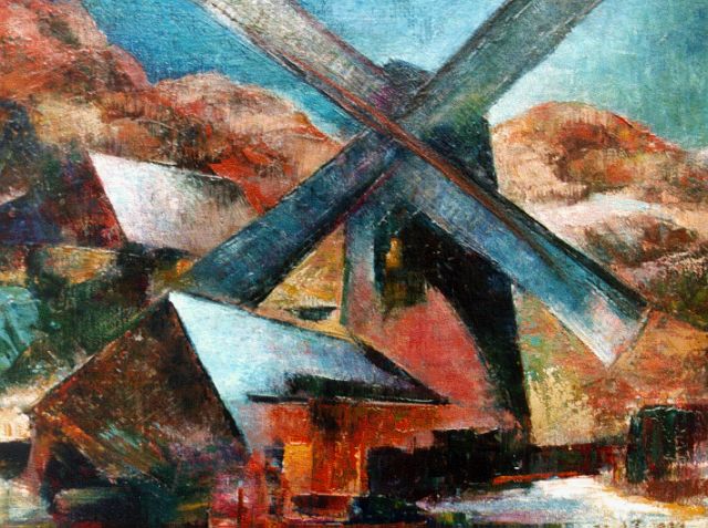 Douwe van der Zweep | A windmill in a landscape, oil on canvas laid down on painter's board, 28.7 x 38.2 cm, signed l.r. and dated '51