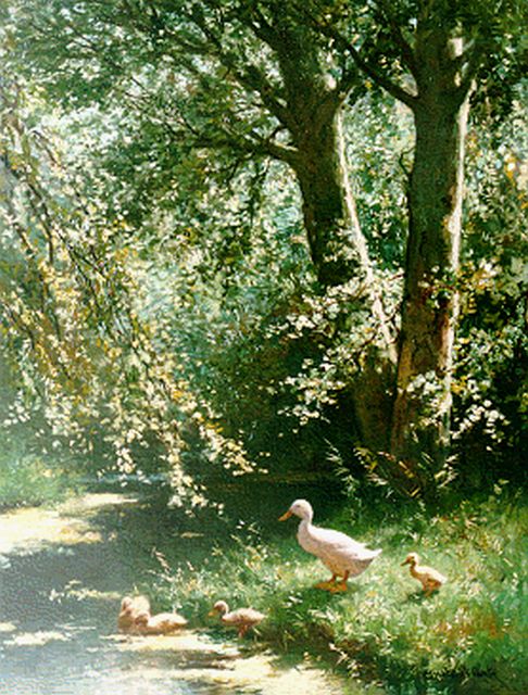 Constant Artz | Ducks watering, oil on panel, 50.0 x 40.0 cm, signed l.r.