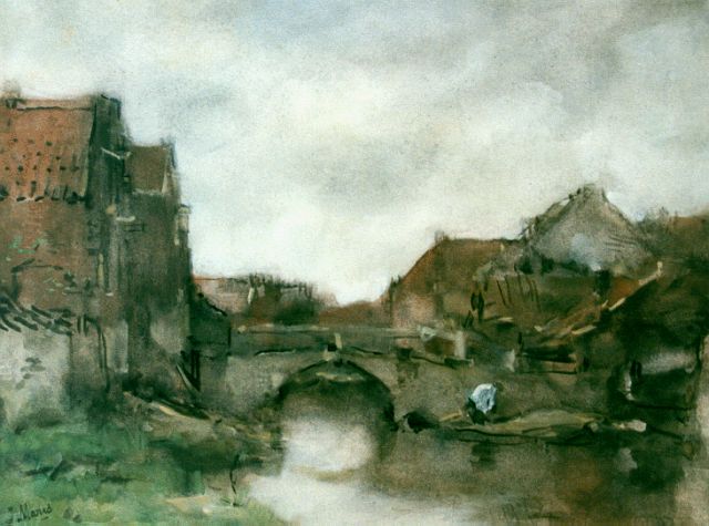 Maris J.H.  | A view of a canal, watercolour on paper 29.8 x 38.6 cm, signed l.l.