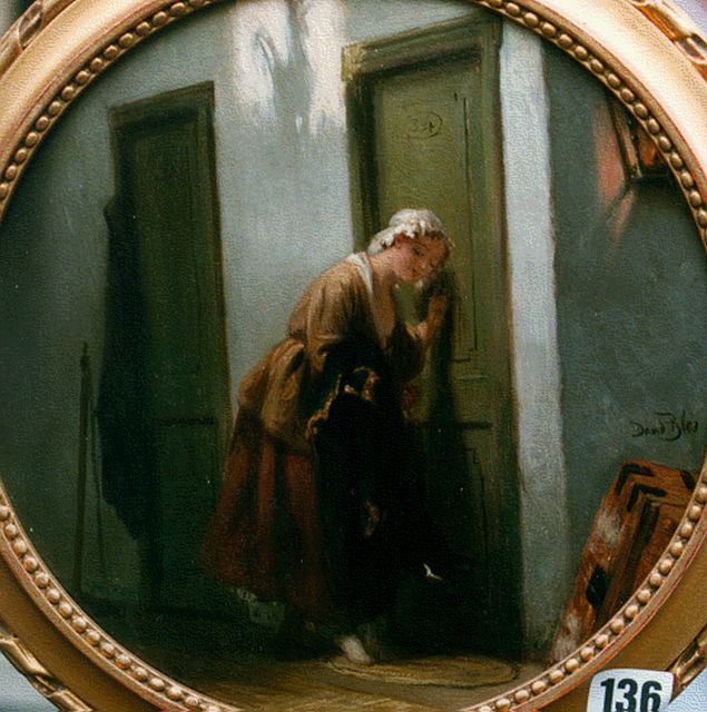 David Bles | An early visit, oil on panel, 26.0 cm, signed l.r.