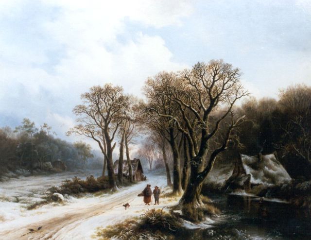 Bodeman W.  | A winter landscape with travellers on a path, oil on canvas 77.1 x 98.0 cm, signed l.l. and dated 1837