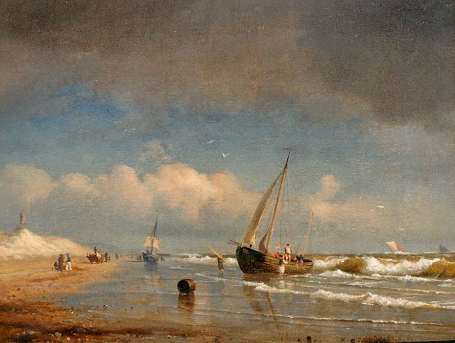 Carl-Robert Kummer | Vessels along the coast, oil on canvas, 19.2 x 23.9 cm, signed l.l. and dated 1854
