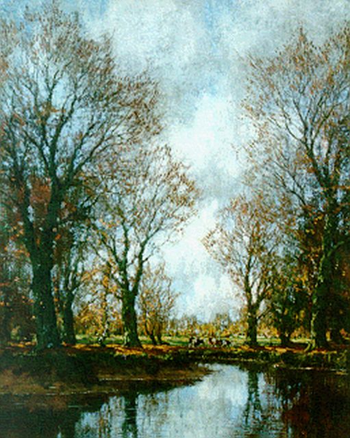 Gorter A.M.  | A pond in a wooded landscape, oil on canvas 50.4 x 40.5 cm, signed l.r.