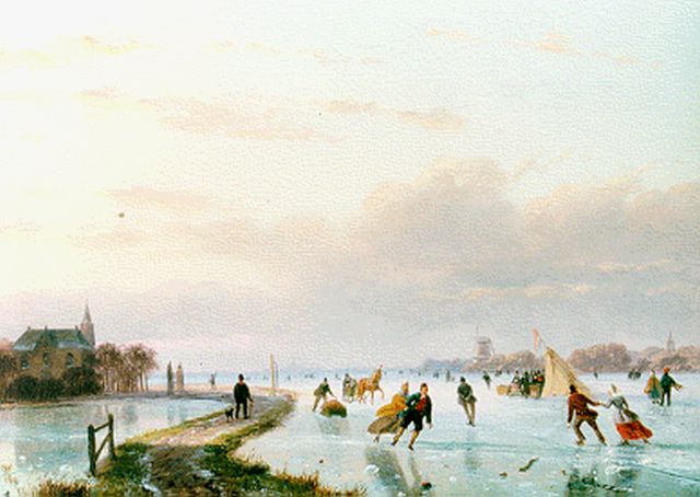 Nicolaas Roosenboom | A winter landscape, oil on panel, 24.3 x 34.1 cm, signed l.v.h.m.