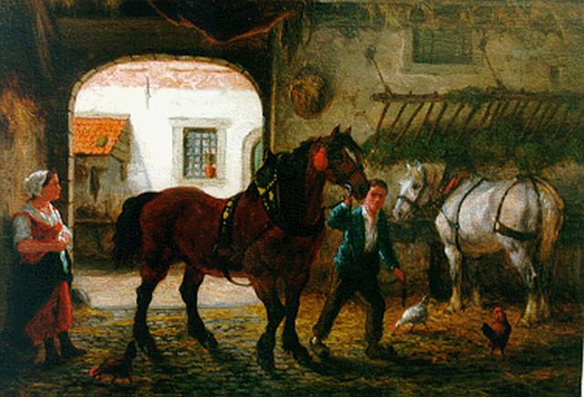 Boogaard W.J.  | A stable interior, oil on panel 19.5 x 27.8 cm, signed l.l. and dated 1875