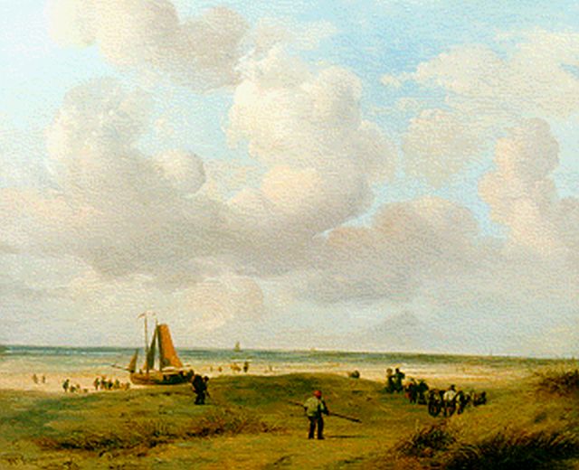 Ravenswaay J. van | Fisher folk on the beach, oil on panel 25.7 x 31.7 cm, signed l.l. and dated 1827