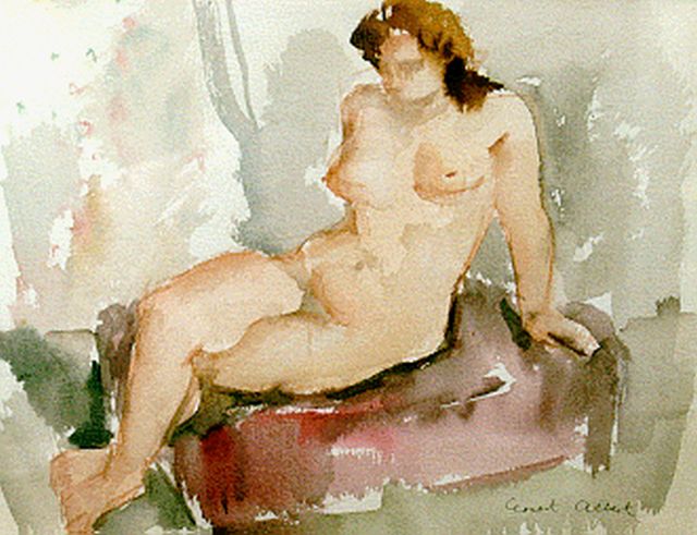 Albert E.  | A seated nude, watercolour on paper 25.5 x 32.0 cm, signed l.r.