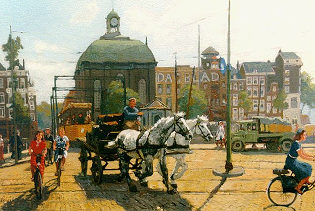 Overbeek G.J. van | View of the Lutherse Kerk, Rotterdam, oil on canvas 60.0 x 100.2 cm, signed l.l.